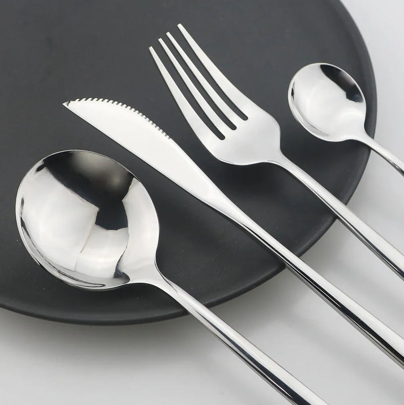 DEKOFIN™  24Pcs Black Handle Golden Cutlery Set